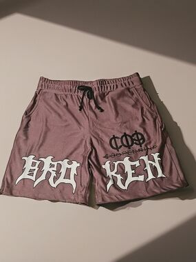 Men's Dusty Burgundy Graphic Athletic Shorts with Drawstring Super Silky